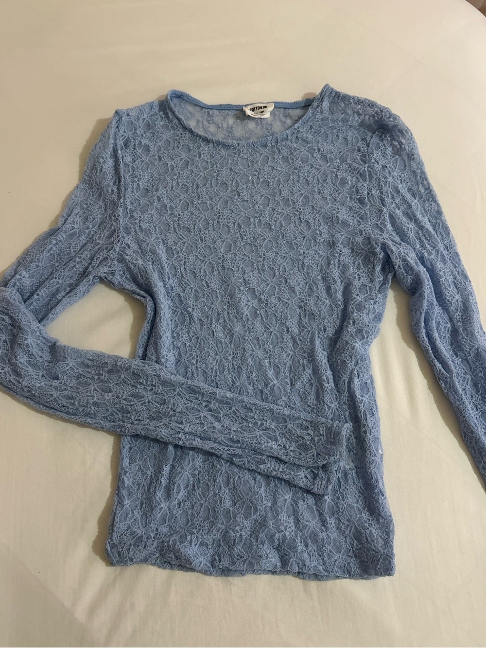 Cotton On Sky Blue Lace Long Sleeve Tee